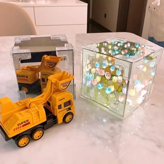 Lamp Handmade Flower Light Tulip Night - Wooden, Glass, And Plastic | 10cm X 10cm, Battery Operated, Simulated Flower Design, Ideal For Any Indoor Decor