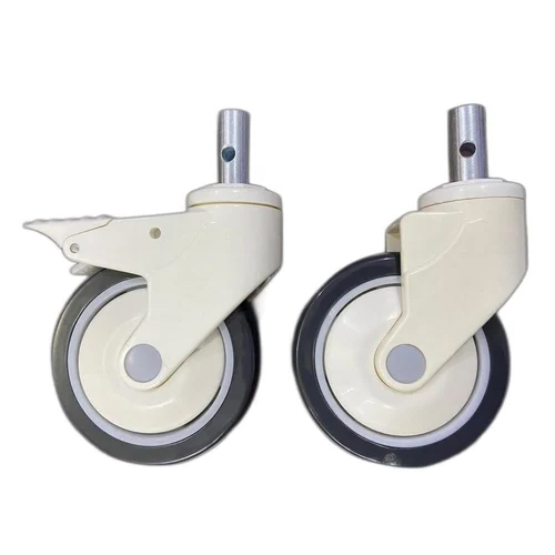 Medical Stretcher Caster Wheel - Finish: Powder Coated