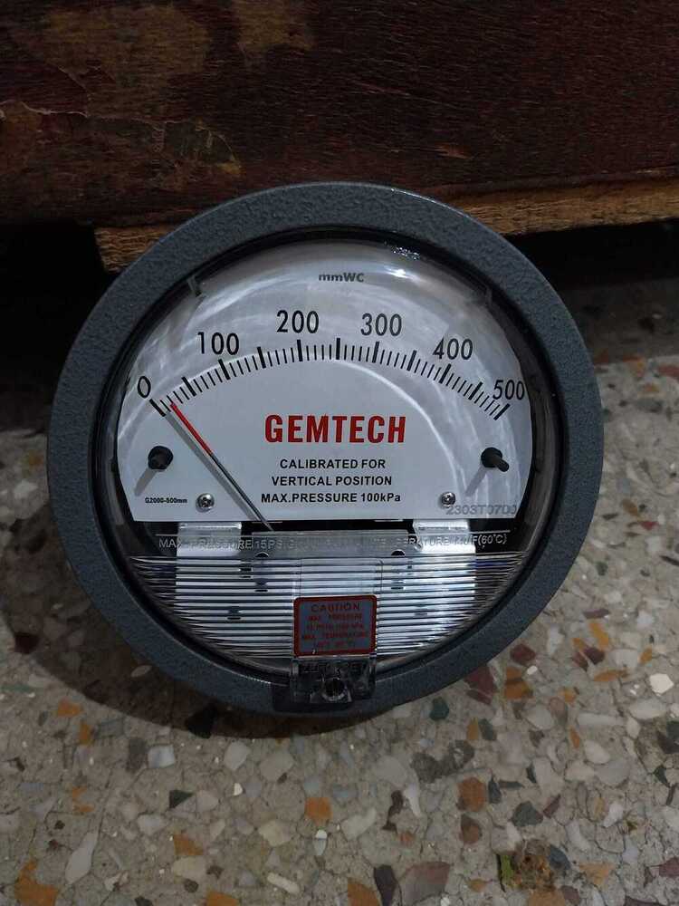 Supplier Gemtech Differential Pressure Gauge Range 0-500 Mm Wc