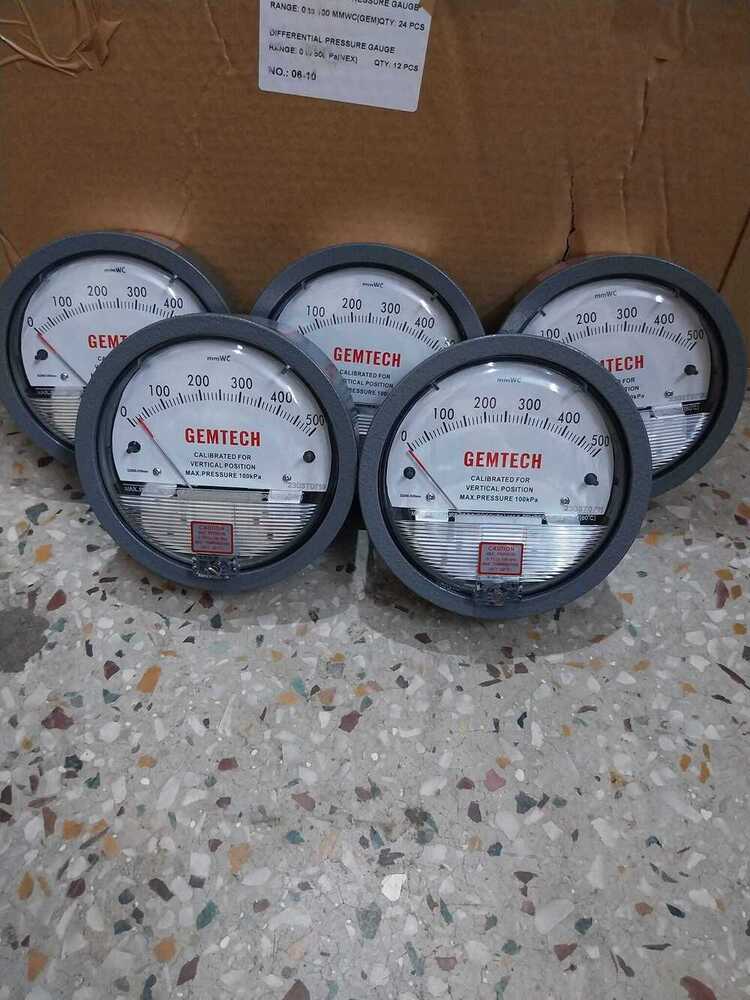 Supplier Gemtech Differential Pressure Gauge Range 0-500 Mm Wc