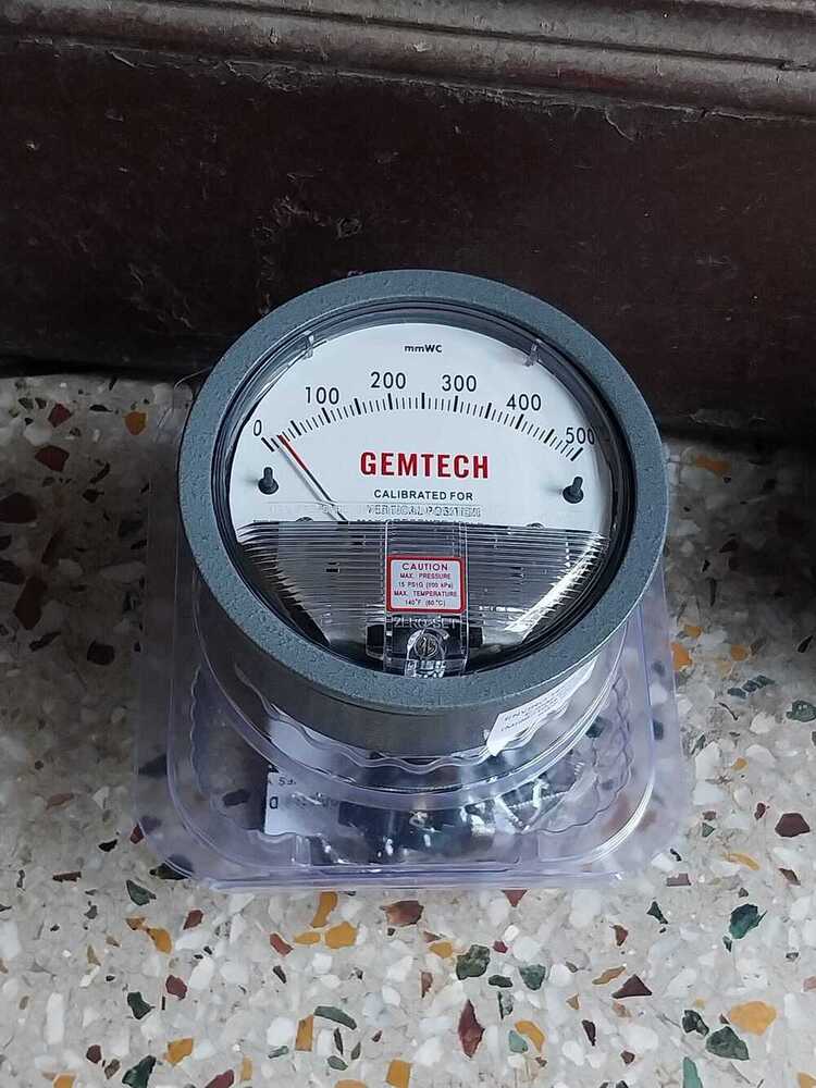 Supplier Gemtech Differential Pressure Gauge Range 0-500 Mm Wc