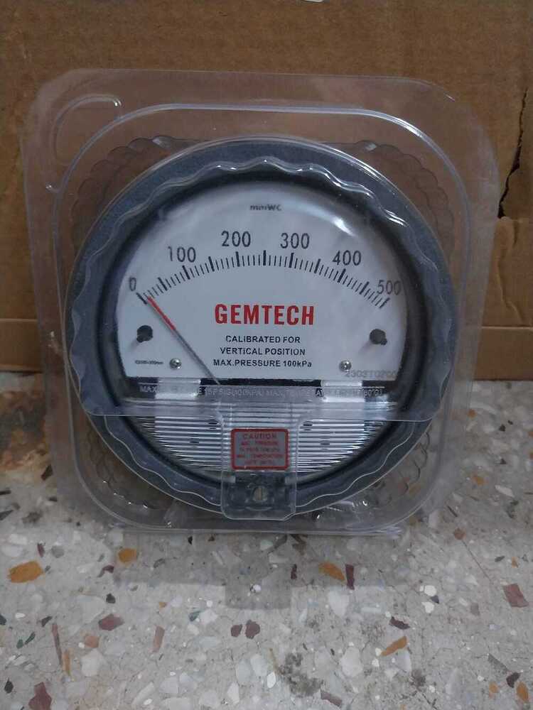 Supplier Gemtech Differential Pressure Gauge Range 0-500 Mm Wc