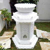 White Marble Tulsi Stand - Installation Type: Floor Mounted