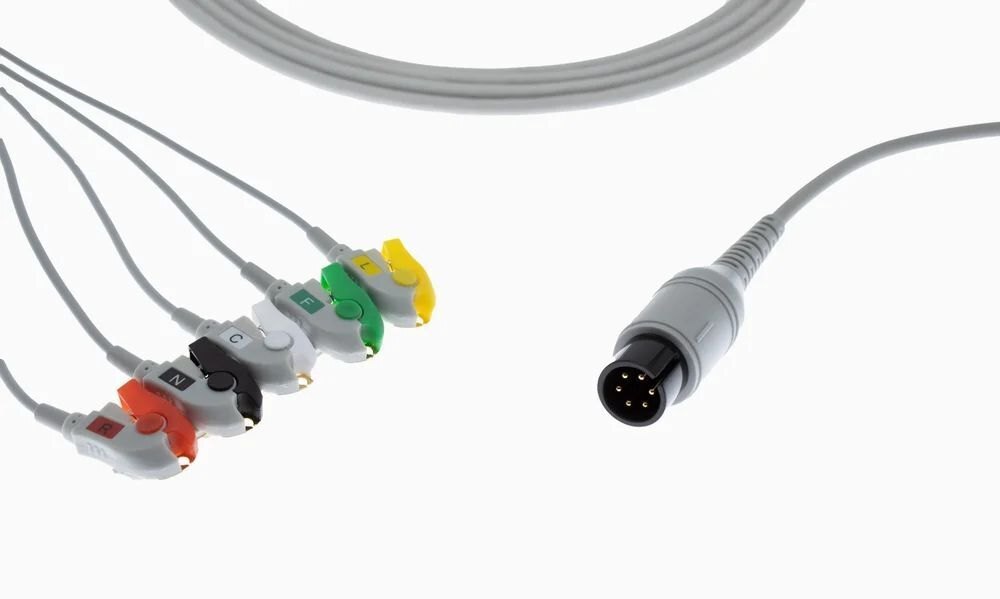 6 Pin 3 Lead / 5 Lead , Clip Type / Snap Type Multi-para Monitor ECG Cable