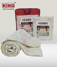 Glory Double Bed (ultrasonic Dohar) - Cotton Blend, Double Bed Size, Multicolor | Set Of 4 Includes Bedsheet, 2 Pillow Covers, And Dohar