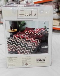 Estella Double Bed (zipper Dohar) - Cotton Blend, Double Size, Elegant Design | Includes 1 Bedsheet And 2 Pillow Covers With Dohar Combo Set