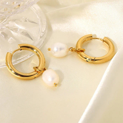 Gold Tone Plated Pearl Earrings