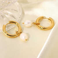 Gold Tone Plated Pearl Earrings