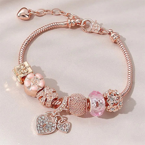 Heart Charm Rose Gold Bracelet