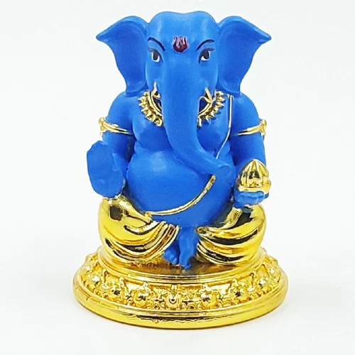 Blue Gold Plated Ganesh Statue - Feature: Light Weight