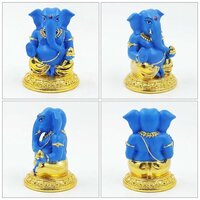 Blue Gold Plated Ganesh Statue - Design Type: Customizable