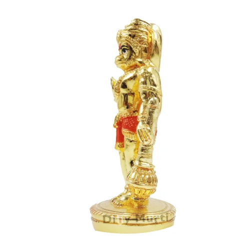 4 Inch Gold Plated Hanuman Idol - Feature: Light Weight