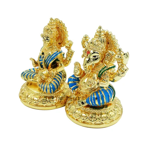 Gold Plated Laxmi Ganesh Statue - Feature: Durable