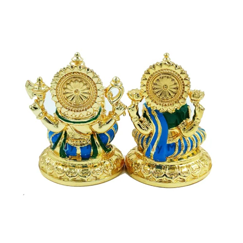 Gold Plated Laxmi Ganesh Statue - Feature: Durable