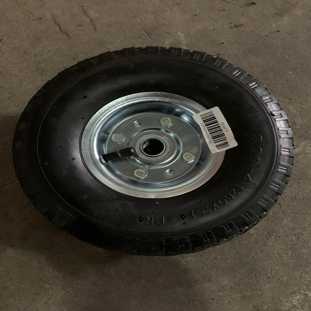 Pneumatic Wheels - Rubber Tire, 4 Inch Diameter, Black | Steel Rim, 550 Lbs Load Capacity, Ball Bearing, Ideal For Hand Trucks And Carts