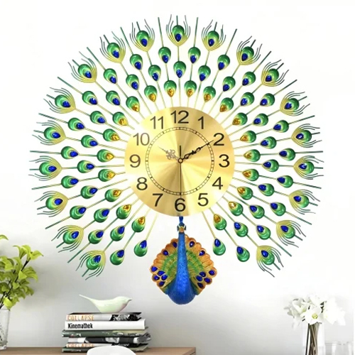 Peacock Wall Clock - Color: Multicolor