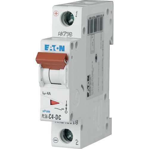 DC MCB 6- 50A Single Pole, Eaton PLS6 DC MCB 1 A, 1 Pole, 10 kA, C-Curve | PLS6-C1/2-DC