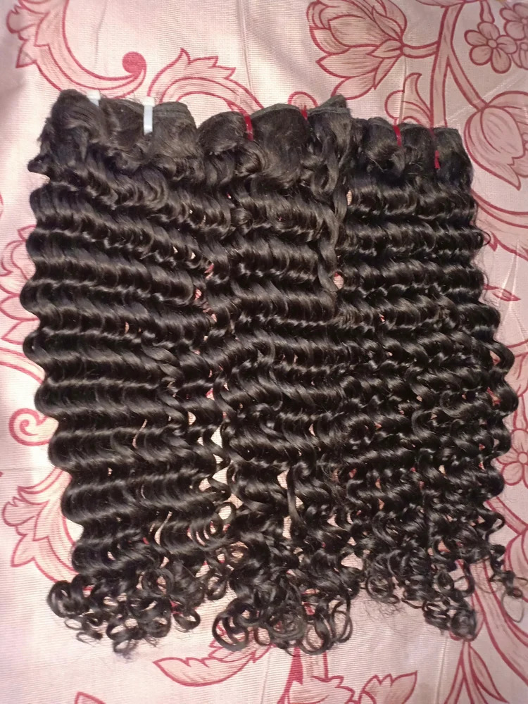 South Indian Temple Remy Curly Weft Hair Bundles  Virgin Human Hair Extensions