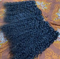 South Indian Temple Remy Natural Black Color Curly Weft Hair Extension