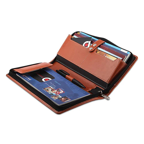 Orange Leatherette Expandable Cheque Book Holder