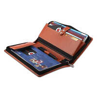 Orange Leatherette Expandable Cheque Book Holder - Binding: Hardbound