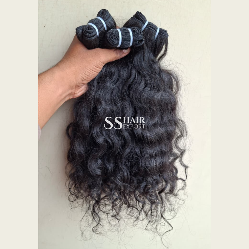 South Indian Temple Curly Hair Human Hair Bundles Weft Hair Extension