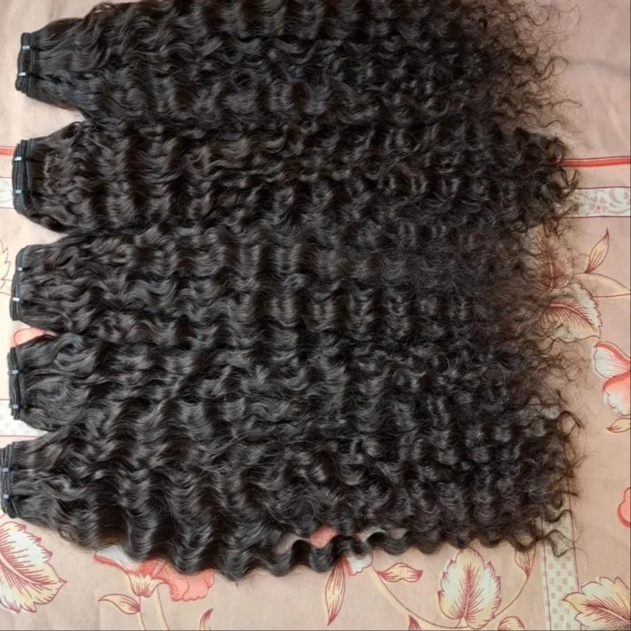 100% Cuticle Aligned South Indian Temple Remy Curly Hair Bundles Extension