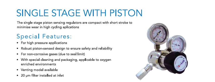 Single Stage Regulator With Piston