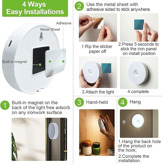 Motion Sensor Light For Home With Usb Charging Wireless