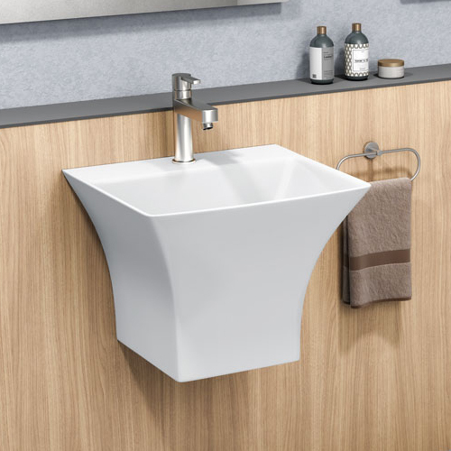 Aster 22Ast Half Integrated Wash Basin - Color: White