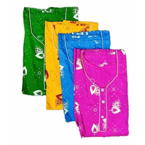 Ladies A Line Pocket Style Cotton Printed Nightgown