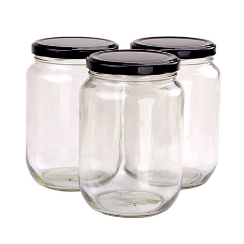 1Kg Glass Jar With Black Lid - Color: Transparent