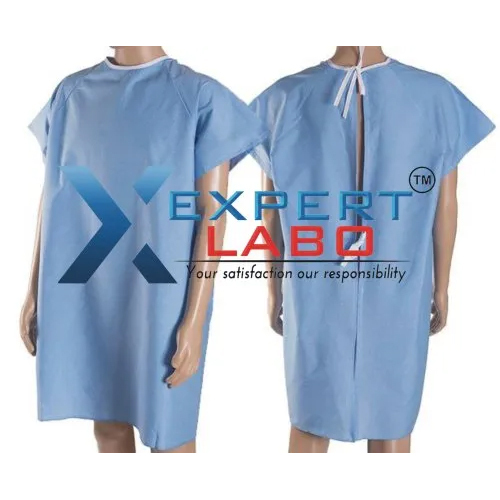 Blue Plain Stitched Patient Gowns