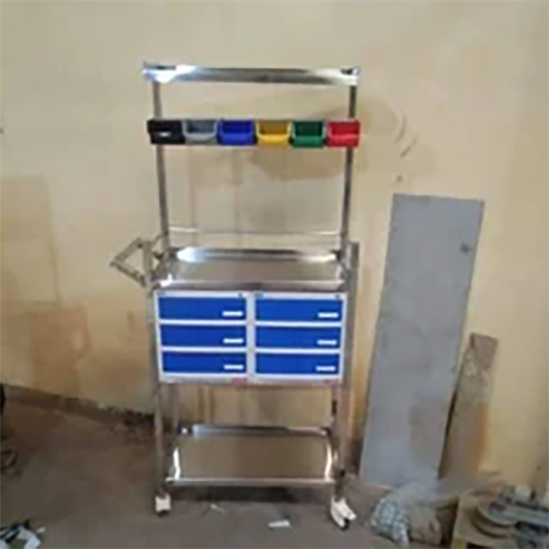 Hospital Crash Cart Trolley - Color: Silver