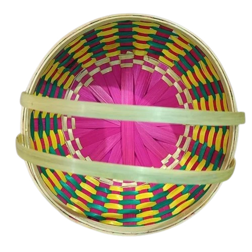 Round Bamboo Fruit Basket - Color: Multicolor