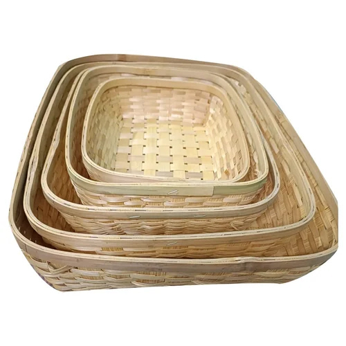 Rectangular Bamboo Vegetable Basket - Color: Brown