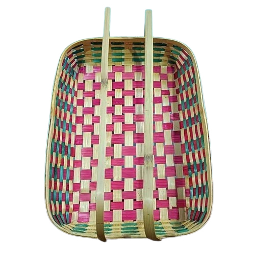 5Mm Rectangular Bamboo Fruit Basket - Color: Brown