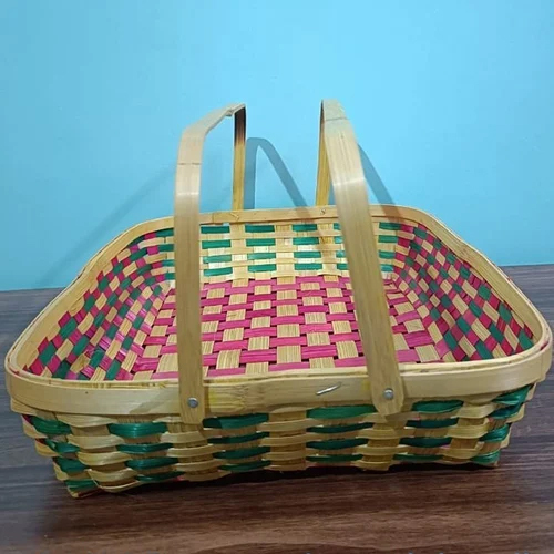 5mm Rectangular Bamboo Fruit Basket - Color: Brown