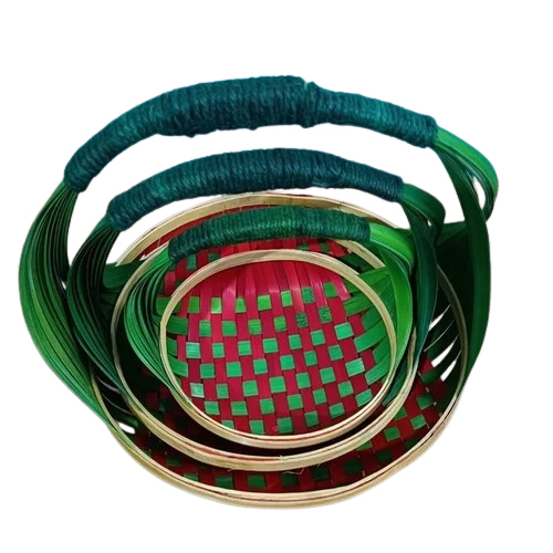 Bamboo Fruit Basket Set - Color: Green