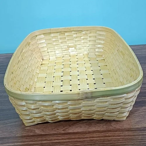 Rectangular Brown Bamboo Fruit Basket