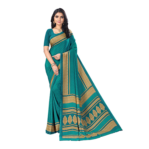Vesbhusha Blue with Cream print saree
