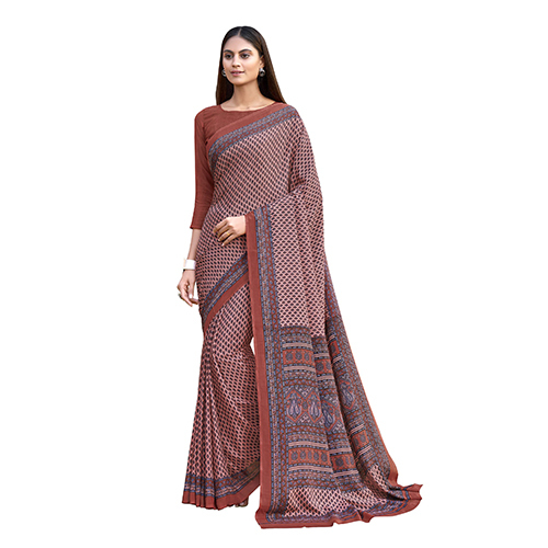 Vesbhusha Brown with Pink print saree