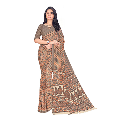 Vesbhusha Camel Brown with Orange print saree