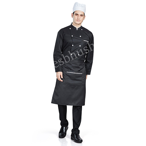 Unichefs Black Chef Coat with White Piping
