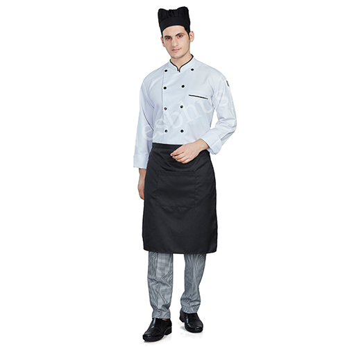 Unichefs White Chef Coat with Black Piping