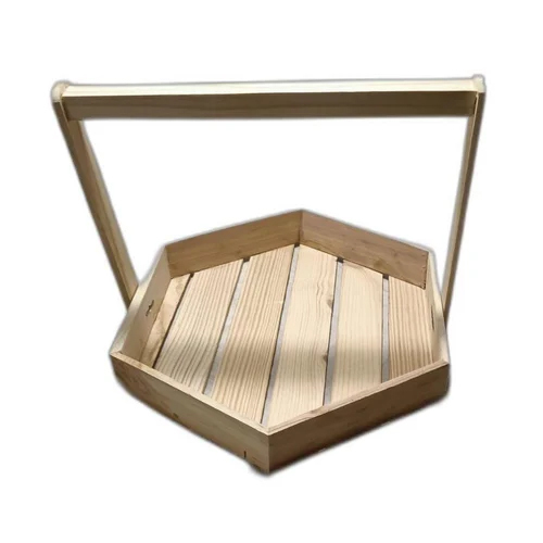 Brown Hexagonal Wooden Tray