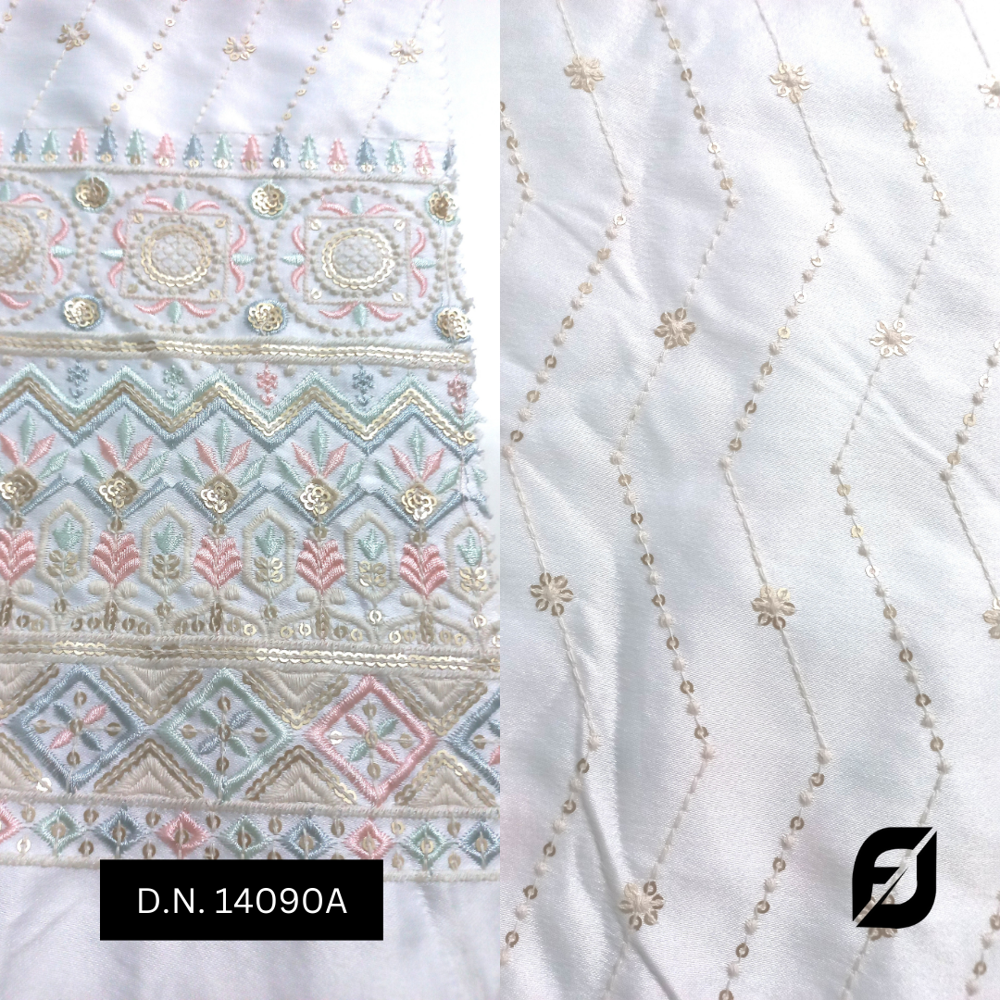 Stylish Designer Sherwani Fabric - Malai Satin, 44 Width, Dyeable, Daman Embroidered Pattern, Ideal For Groom Sherwani, Ethnic Blazers & More