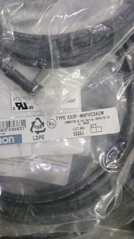 OMRON SENSOR CONNECTOR CABLE, XS2F-M8PVC3A2M