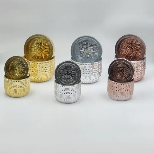 Glass Candle Jar With Metalic Coating - Color: Multicolor
