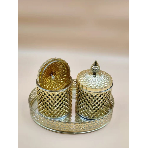 Metallic Gold Diamond Cut Candy Jar
